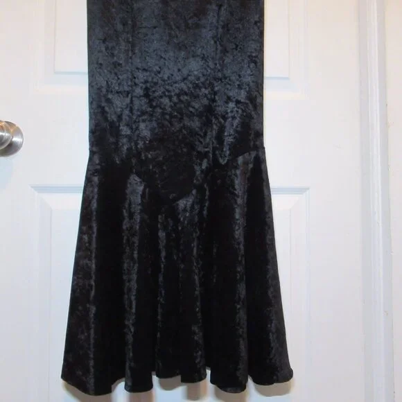 Rare Vintage Lip Service Crushed Velvet Mermaid Fishtail Morticia Skirt Black Sm - Picture 7 of 12